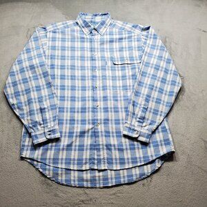 Levis Button Up Short Sleeve Plaid Shirt Pearl Snaps Red White Blue Men Sz L